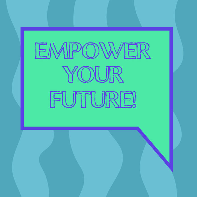 Conceptual hand writing showing Empower Your Future. Business photo showcasing career development and employability curriculum guide Blank Deformed Color Round Shape with Small Circles.